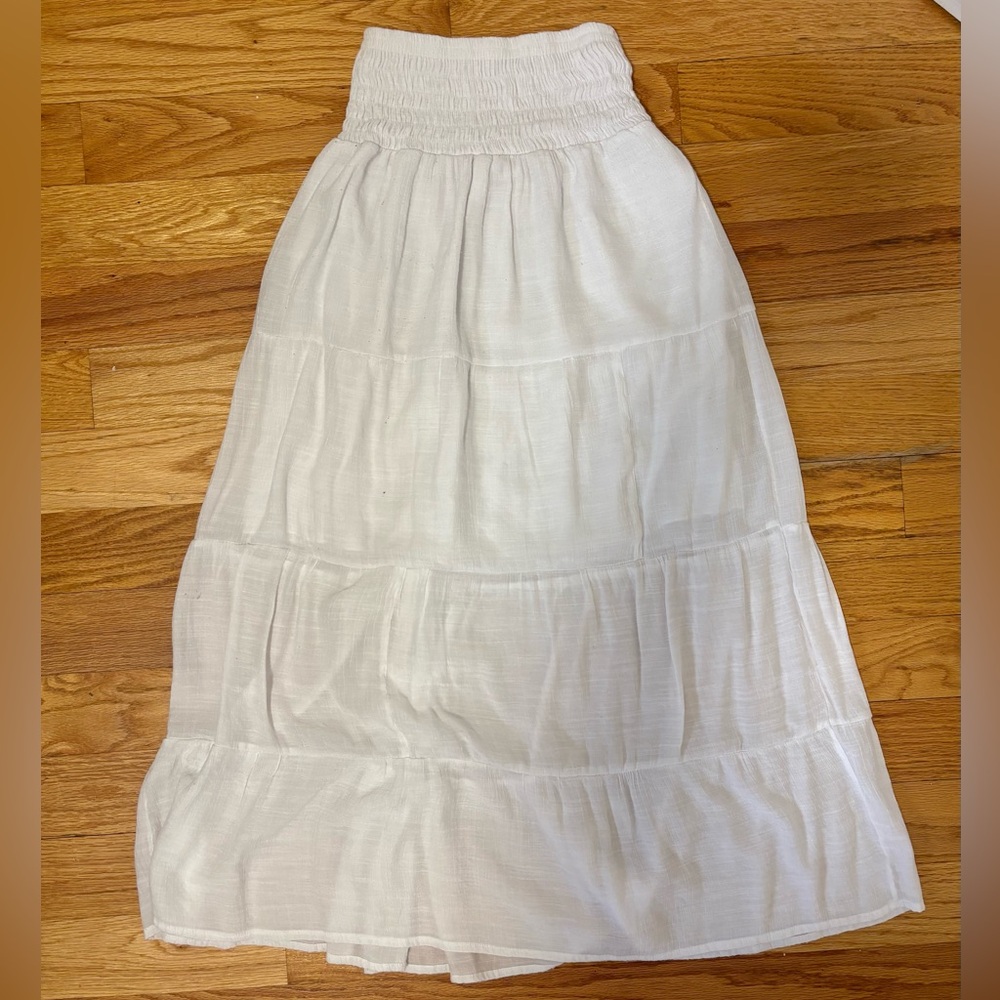 Long White Tiered Maxi Skirt